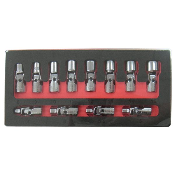 Astro 7412 1/4Inch Drive Flex Socket Set 6 Point  Metric 12Piece
