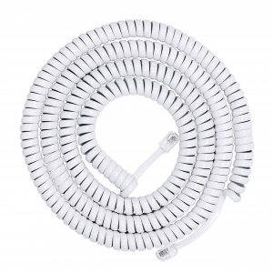 Power Gear Coiled Telephone Cord, 4 Feet Coiled, 25 Feet Uncoiled, Phone Cord works with All Corded Landline Phones, For Use in Home or Office, White, 76122