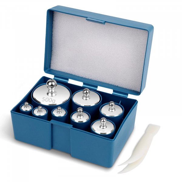 QP Calibration Weights 1000g, 8PCS OIML Class M1 High Precision Scale Calibration Weight Set, 10g 20g 50g 100g 200g 500g Calibration Weight with Tweezers for Digital Scale, Gram Scale, Lab Scale