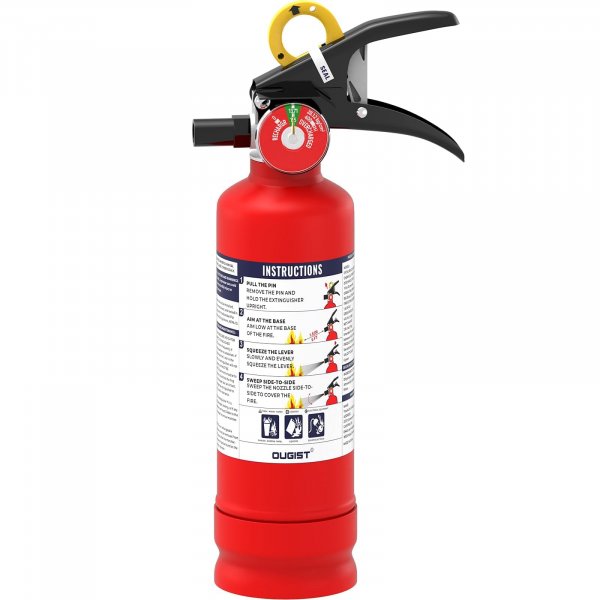 Ougist ABC Fire Extinguisher for Home & Vehicle - 2.5 lb 1-A:10-B:C Rated, Dry Chemical Fire Safety with Quick-Release Handle, Certified for Kitchen/Car/Boat Use-Model FF1KG