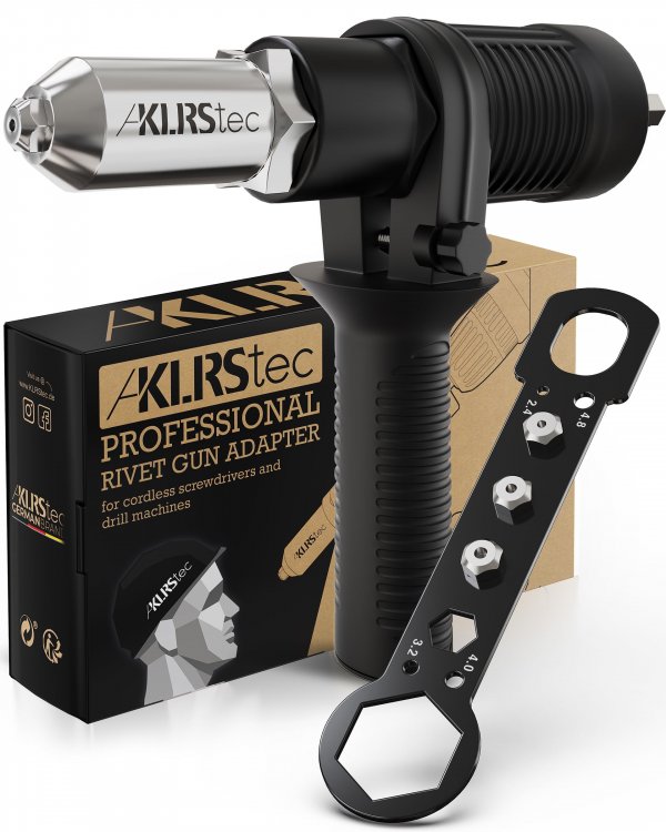 KLRStec Professional Rivet Gun Adapter - Rivet Attachment for Cordless Screwdrivers and Drills - Easy processing for Pop Rivets
