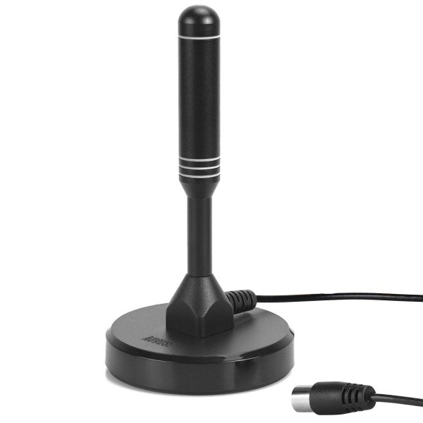HDTV Antenna - August DTA240 - Indoor/Outdoor Portable Digital Aerial with Magnetic Base 2 Meters Coax Cable 50 Miles Range