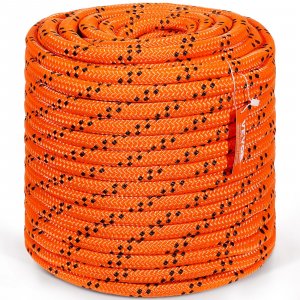 VEVOR Double Braided Polyester Rope 3/4 in x 220 ft 24 Strands Orange/Black