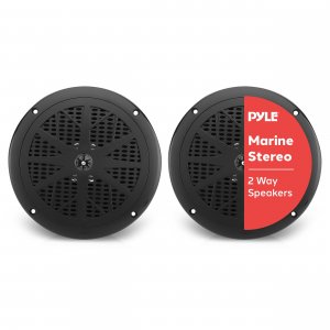 Pyle PLMR61B 6.5" 120 Watt Dual Cone Black Marine Speaker pair