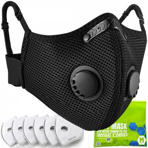 BASE CAMP M Plus Dust Mask, Breathable Reusable Face Mask with 6 Activated Carbon Filters for Woodworking Construction Mowing Grinding (Modern1)