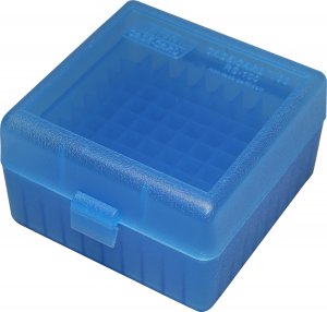 MTM RS10024 Ammo Box 100 Rounds  223/6x47mm (Clear Blue)