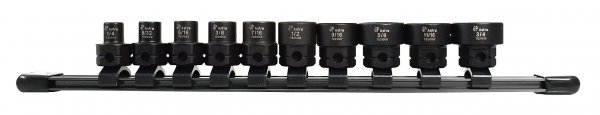 Astro  Tool 78310 SAE 3/8In Drive Low Profile Nano Impact Sockets 10 Piece
