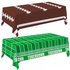 Gatherfun Football Party Decorations Disposable Tablecloth Plastic Touchdown Table Cover for Birthday Football Party Games Decoration 54 X 108Inch，2 Pack