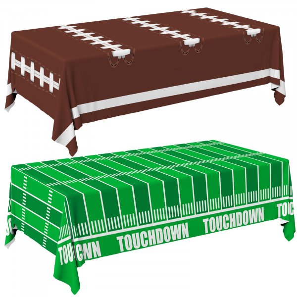 Gatherfun Football Party Decorations Disposable Tablecloth Plastic Touchdown Table Cover for Birthday Football Party Games Decoration 54 X 108Inch，2 Pack