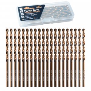 RCINDUS (20PCS) 1/8" Cobalt Drill Bit, HSS M35 Metal Drill Bits for Steel, Stainless Steel, Cast Iron, Hard Plastic and Wood