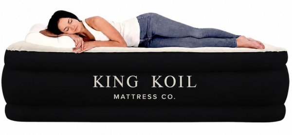 King Koil Air Mattress Twin with Built-in Pump, Inflatable Blow Up Bed