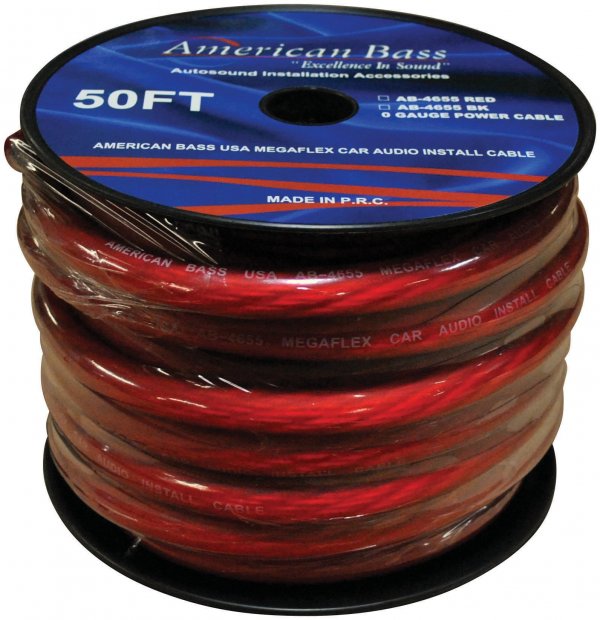 American Bass AB4655RD50FT 50" foot 1/0 Gauge Power Wire