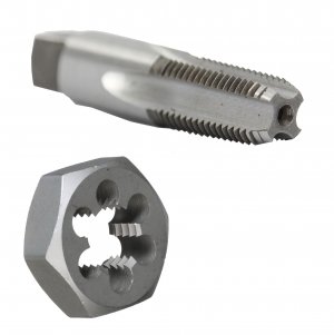 Drill America 1/8" NPT Pipe Tap and Die Kit, Carbon Steel Pipe Tap and Pipe Die - Hex Shape, POUT Series