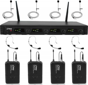 Pyle PDWM4560 UHF Quad Channel Fixed Frequency Wireless 8 Microphone System