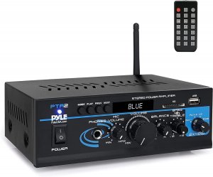 Pyle PTA2 2 x 40 Watt Mini Stereo Power Amplifier w/ AUX, CD & Mic Inputs