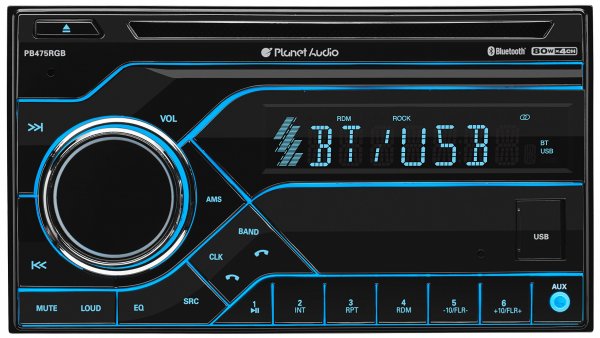 Planet Audio PB475RGB DDin MP3/CD/AM/FM Receiver Bluetooth Multi Color Display