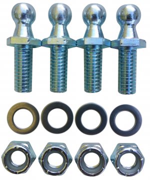 (4 Pack) 10mm Ball Studs with Hardware - 5/16-18 Thread x 3/4" Long Shank - Gas Lift Support Strut Fitting