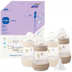 MAM 5oz Easy Start Anti-Colic+ Vented Baby Bottle, 0+ Mths, 4 Pk, Unisex