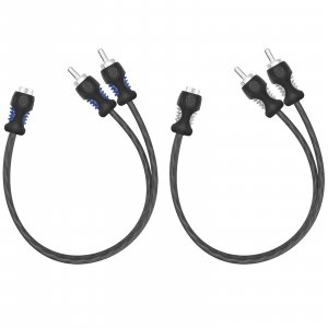 RECOIL R1F2M 99.99% Oxygen Free Copper 1 Female to 2 Male RCA Y Adapter Car Audio 1ft Splitter Connectors Twisted Pair with Noise Reduction 2 Pack