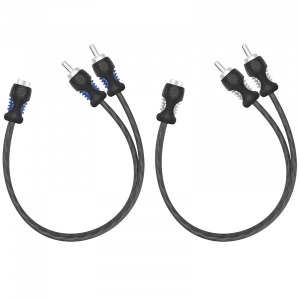 RECOIL R1F2M 99.99% Oxygen Free Copper 1 Female to 2 Male RCA Y Adapter Car Audio 1ft Splitter Connectors Twisted Pair with Noise Reduction 2 Pack