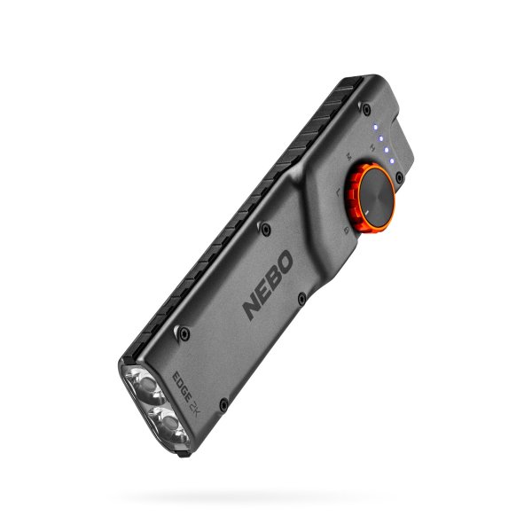 NEBO Edge 2K Pocket Light | 2000 Lumen Tactical LED Flashlight with Powerful Defensive Strobe, 5 Light Modes, USB-C Rechargeable, Dynamic Dial, Pocket Clip for Mechanics, Technicians & Everyday Carry
