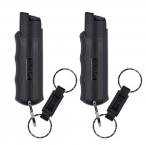 SABRE Pepper Spray with Quick Release Keychain for Self Defense – Maximum Police Strength OC Spray with UV Marking Dye, Twist Lock Safety, Finger Grip, 10‑Second Spray, 14‑ft Range, Made in USA