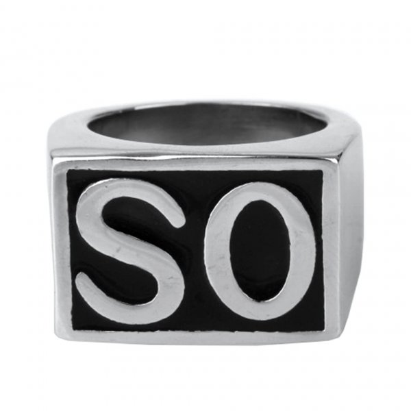 OAKKY SO Men Rings Biker Stainless Steel Vintage Silver and Black Size 12