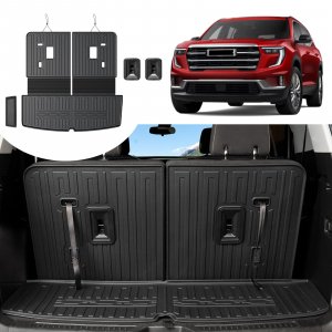HOUCLEMIC Cargo Mat with Backrest Mat for 2017-2023 GMC Acadia All Weather Black TPE Cargo Liner for GMC Acadia Denali Accessories 2023 2022 2021
