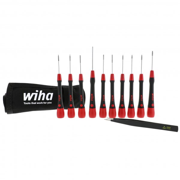 Wiha 26198 PicoFinish Screwdriver, Tweezers Smartphone Tech Set – 11 Piece Set