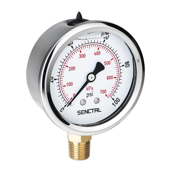 SENCTRL 100 Psi Lead-Free Glycerin Liquid Filled Low Water Pressure Gauge