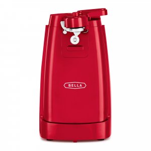 bella Electric Can Opener and Knife Sharpener, Removable Cutting Lever, Cord Storage, Stainless Steel Blade, Red