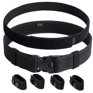 TACNEX Duty Belt w/Hook Lining 4 Keepers Police Law Enforcement Correctional Officer Security Black Nylon Outer Inner Belt M