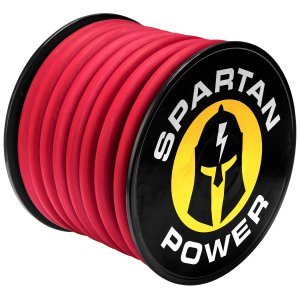 Spartan Power Welding Lead & Car Battery Cable - DIY Bulk Automotive Grade Copper Wire - 600 Volt, 1/0 AWG, 30 Foot, Red