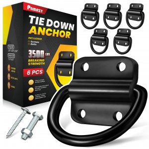 PAMAZY 6PCS 3500lbs Heavy-Duty Steel D-Rings Tie-Down Anchors Ultra-Durable