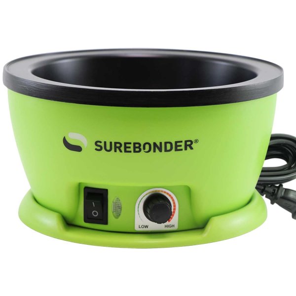 Surebonder 803 Electric Hot Glue Skillet, Adjustable Temperature 225-400°F, 5.25-Inch Diameter, 1-Inch Depth, Dip Crafts Directly Into Pot of Hot Glue, Green and Black