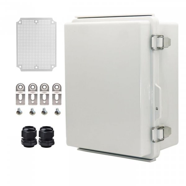 YETLEBOX Outdoor Waterproof Electrical Box Junction Box Weatherproof IP67 ABS Plastic Enclosure Switch Router Project Box Electronics DIY Enclosure With Mounting Plate Wall Bracket Grey 8.6"x6.6"x4.3"