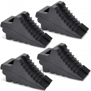 Wheel Chocks for Cars, RVs, Trucks, Trailers, and Vehicles G.V.W. up to 8T, 4 Pack - Anti Slip Bottom Tire Chock for All Weather Use - RV, Travel Trailer, Pop Up Camper Accessory