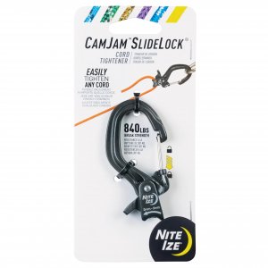 Nite Ize CamJam SlideLock Bungee Cord Tightener - Features Pull-to-Tighten Lock & Quick-Release Lever - 280 lb Working Load Limit & 840 lb Break Strength - Fits Sizes 2–5mm - Aluminium - Small