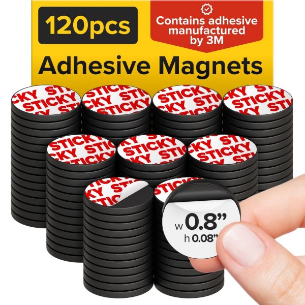 Sticky Flexible Adhesive Magnets for Crafts, 0.8"x0.08" (20x2mm), 120 pcs