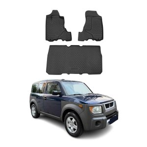 OMAC Floor Mats for Honda Element 2003-2008 Car Mats All Weather 3D Custom Fit Rubber Mat Waterproof Odorless TPE Floor Liners Laser Measured Non-Slip (Black)