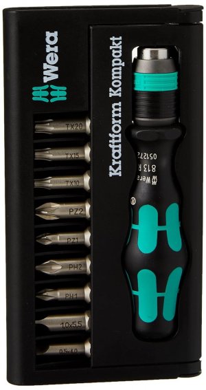 Wera 05056653001 1/4" Screwdriver Bit Set and Carrying Case (10 Piece)