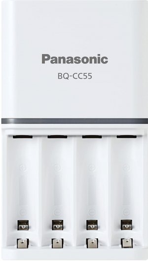 Panasonic BQ-CC55SBA Advanced eneloop Individual Rechargeable Battery 3 Hour Quick Charger with 4 LED Color Charge Indicator Lights