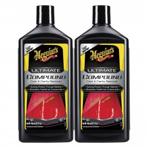 Meguiar's Ultimate Compound Car Scratch Remover, 2 Pack (2 x 15.2 oz = 30.4 oz Total) Clear Coat Safe Compound to Remove Scratches Swirls Oxidation and Water Spots and Restore Gloss