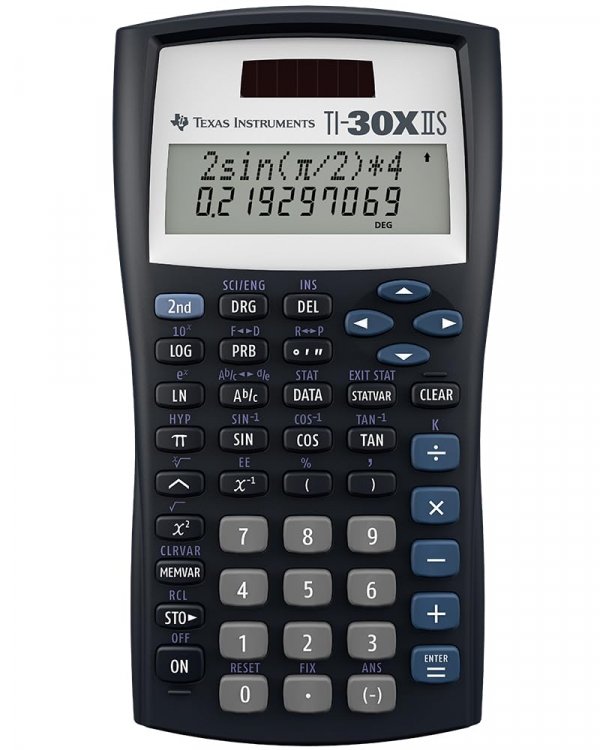 Texas Instruments TI-30XIIS Scientific Calculator, Black with Blue Accents (30XIIS/TBL/1L1/BK)