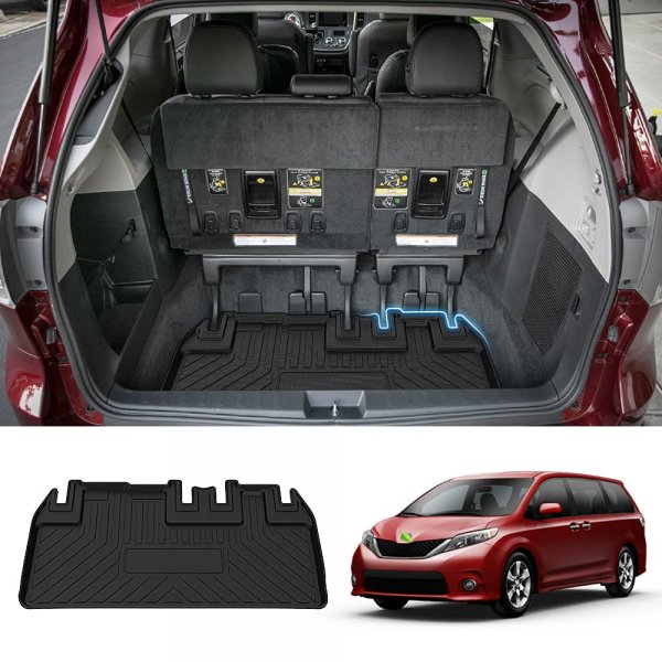 Sienna Cargo Liner - Trunk Mat for Toyota Sienna 2011-2019, All Weather Cargo Mat for Sienna Accessories, Only fit NO Power Folding 3rd Row Seats