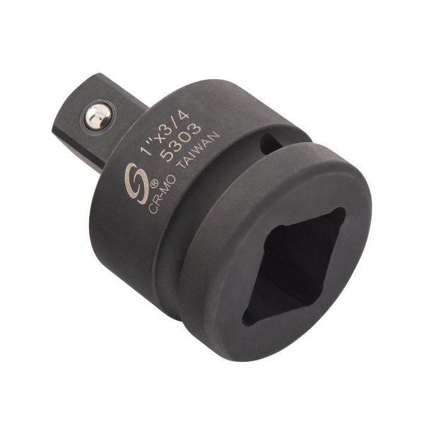 SUNEX TOOLS 5303, 1 Inch Drive, 1" Female x 3/4" Male Impact Adapter, Cr-Mo Steel, Ball Detent, Tapered Square End, Meets ANSI Standards
