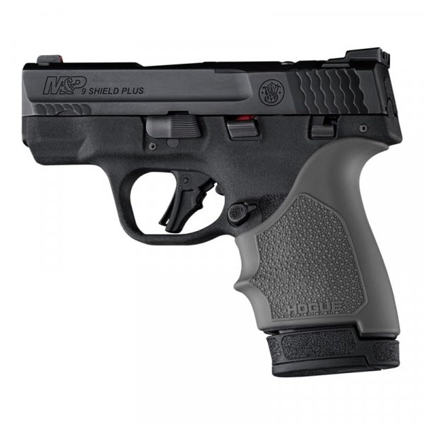 Hogue HandAll Beavertail Rubber Grip Sleeve for S&W M&P 9 Shield Plus, Slate Grey - 18412