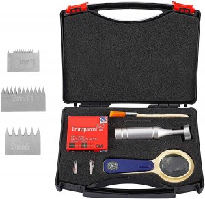 CGOLDENWALL Cross Hatch Adhesion Tester Cross-Cut Tester Kit Multi-blades with 1mm/2mm/3mm Blades Cutter Spacing: 1 +0.01mm, 2+0.01mm, 3+0.01mm with Plastic Packing Box