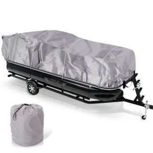 Pyle PCVHP442 Armor Shield Trailer Guard Pontoon Boat Cover 25'-28'L Beam Width to 96''