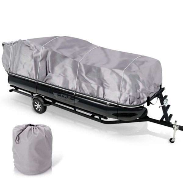 Pyle PCVHP442 Armor Shield Trailer Guard Pontoon Boat Cover 25'-28'L Beam Width to 96''
